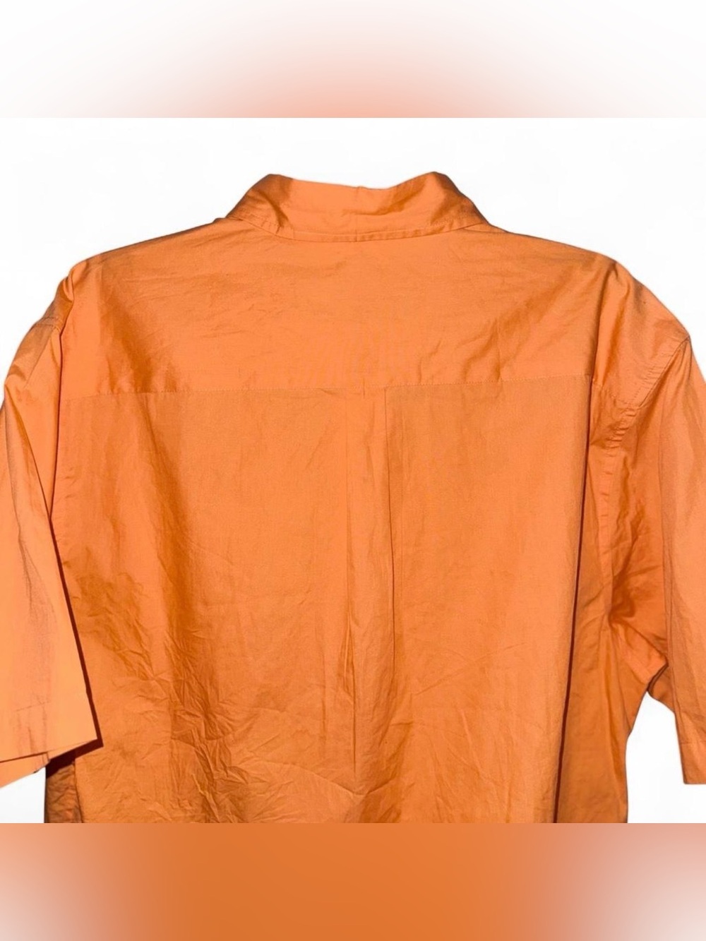 Basic Editions Mens L Large Shirt Orange Cotton Short Sleeve Button Down Pocket - Picture 6 of 8
